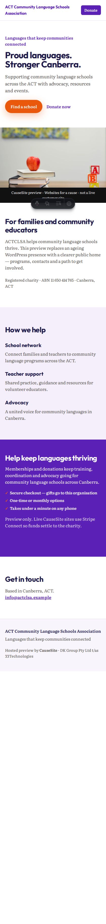 Sample design: ACT Community Language Schools