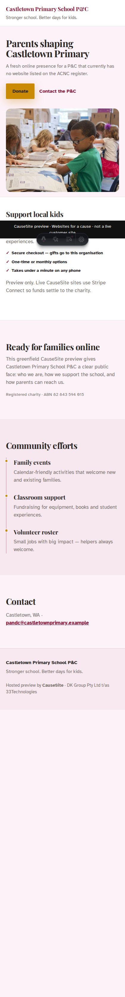 Sample design: Castletown Primary P&C